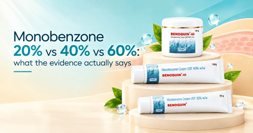 Monobenzone 20% vs 40% strength comparison guide illustration