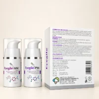 Fixderma Eyegile-AM and Eyegile-PM 15g pump bottles beside their carton