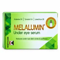 Melalumin Under Eye Serum box by Menarini in green and white packaging